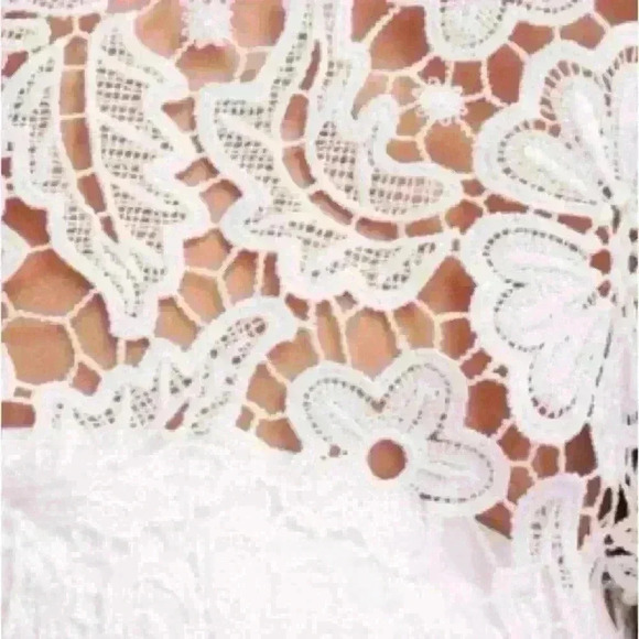 Anne Fontaine Vorel White Semi-sheer Floral Lace Asymmetrical Hem Dress Size 36 - Picture 3 of 9